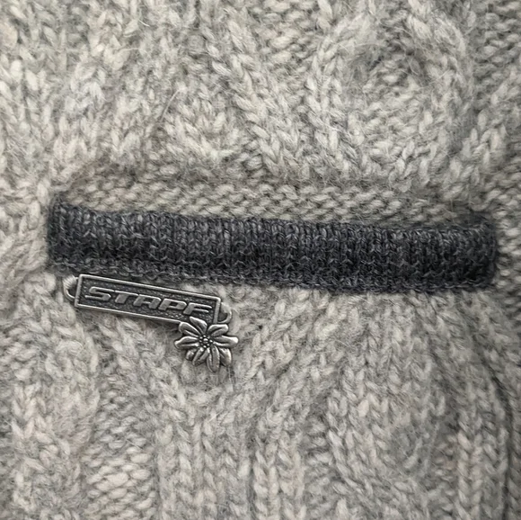 Stapf Boiled Mohair Wool Cable Knit Gray Button Front Cardigan Size 36 Small - Picture 3 of 6